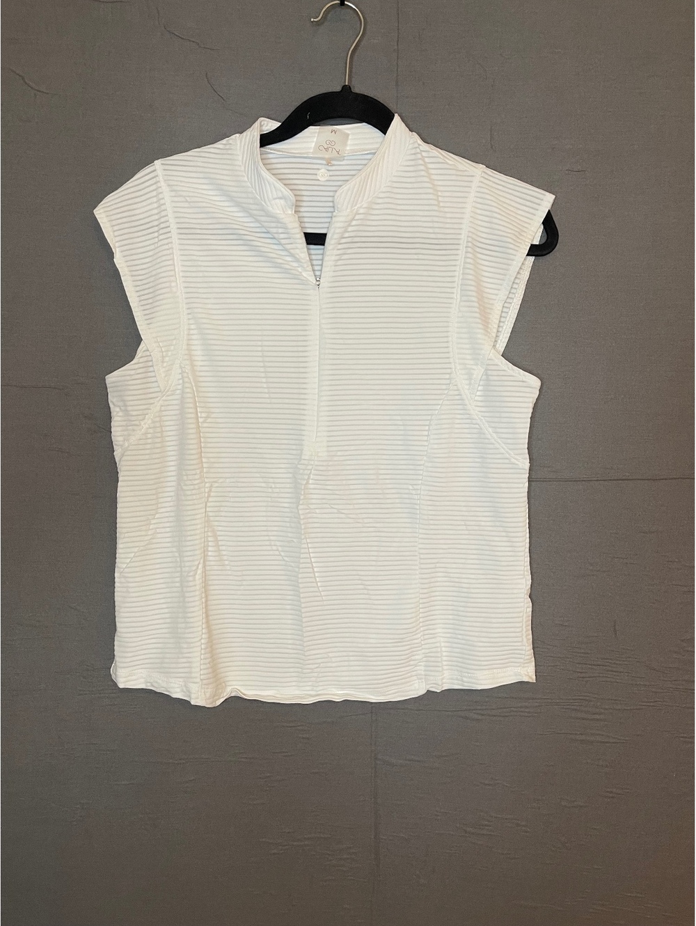 CALIA Womens Medium White Striped Sleeveless Quarter Zip Golf Tank Top Shirt